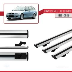 BMW 3 Serisi (E46) TOURING 1998-2005 Arası ile uyumlu Basic Model Ara Atkı Tavan Barı GRİ 3 ADET