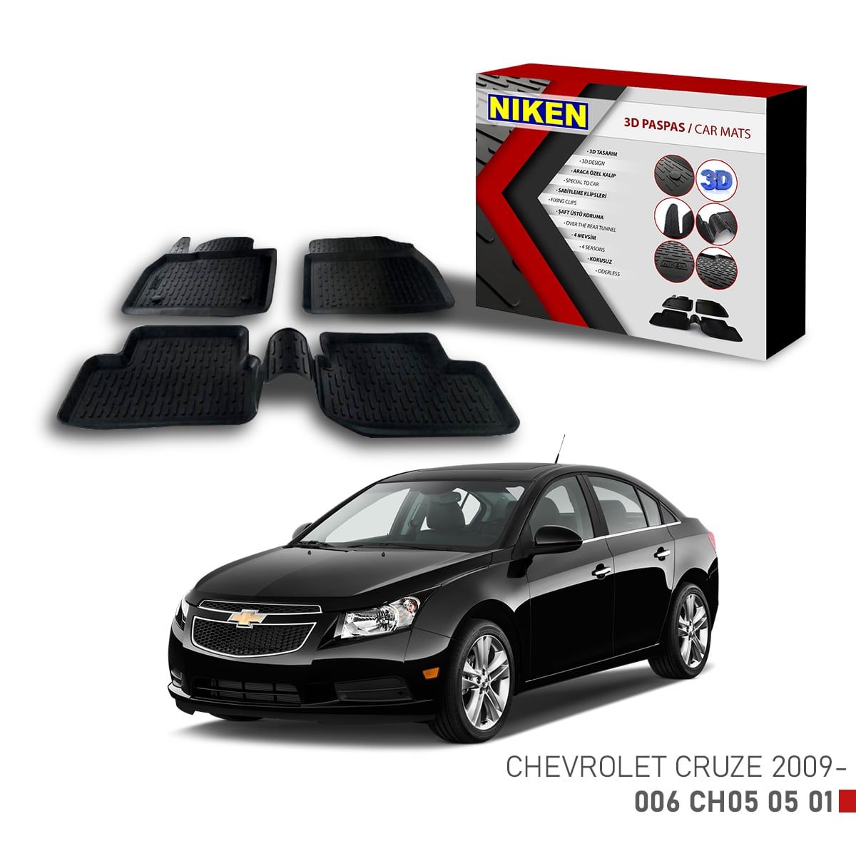 Chevrolet Cruze -2009 için Uyumlu 3D Paspas