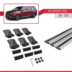 Kia Carnival (KA4) 2021-2023 Arası ile Uyumlu FLY Model Ara Atkı Tavan Barı GRİ 3 ADET BAR