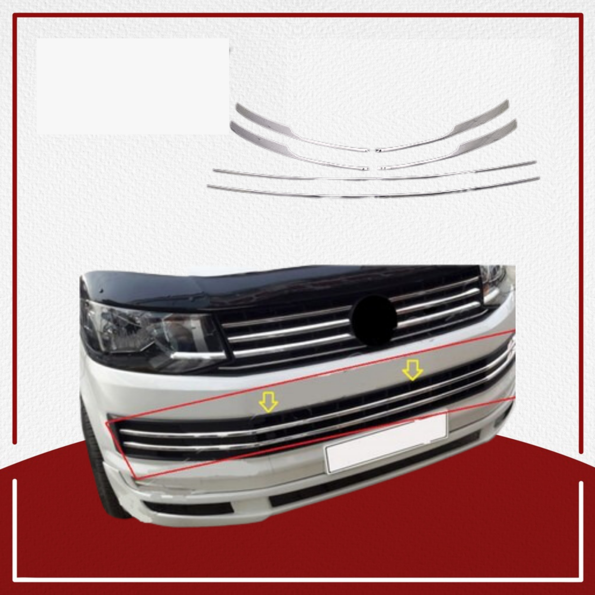 Volkswagen Uyumlu T6 Transporter 2019- Ön Tampon Çıtası 6 Parça Paslanmaz Çelik