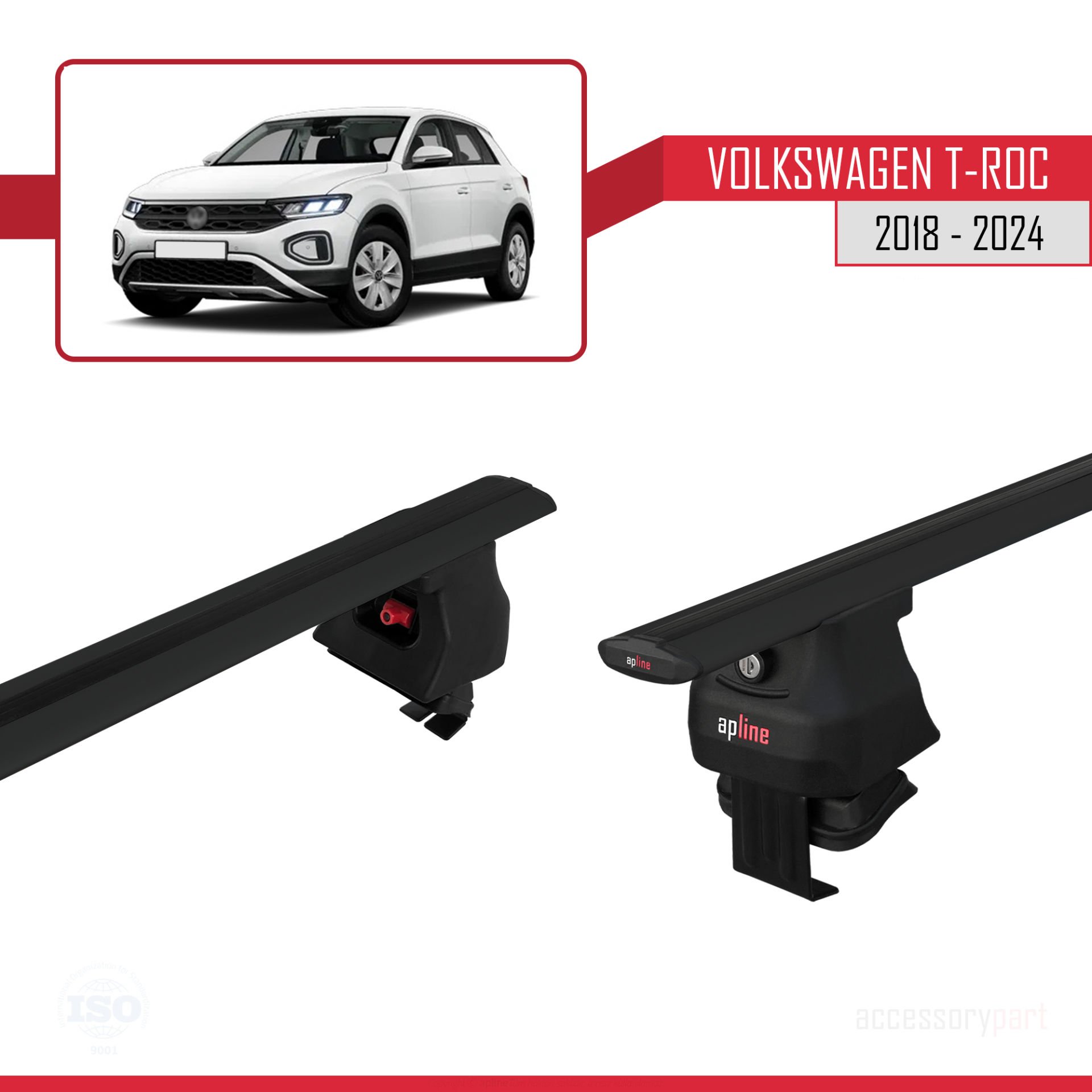 Volkswagen T-Roc 2018 ve Sonrası ile uyumlu ACE-4 Ara Atkı Tavan Barı SİYAH