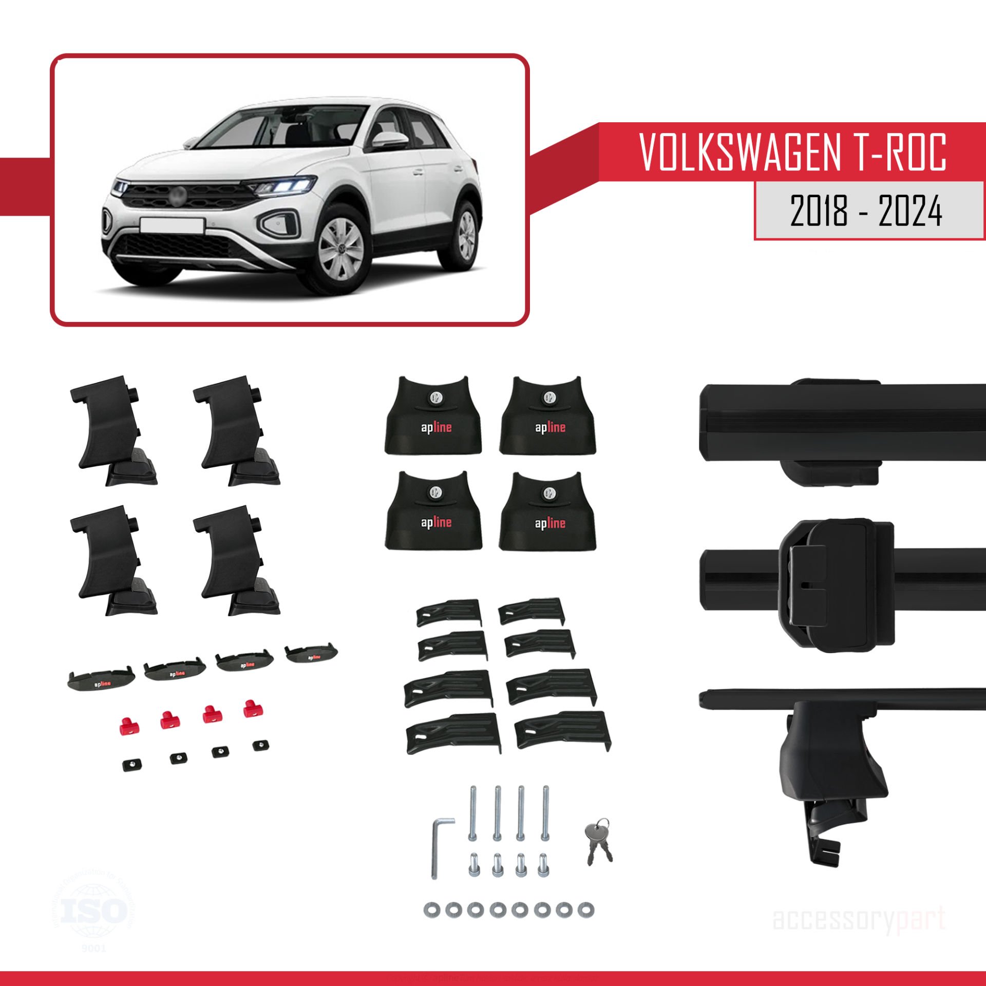 Volkswagen T-Roc 2018 ve Sonrası ile uyumlu ACE-4 Ara Atkı Tavan Barı SİYAH