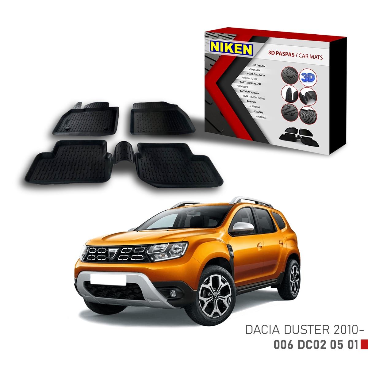 Dacia Duster -2010 için Uyumlu 3D Paspas