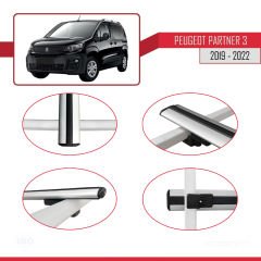 Peugeot Partner 2019-2022 Arası ile uyumlu Basic Model Ara Atkı Tavan Barı GRİ 3 ADET