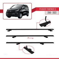 Peugeot Partner 2019-2022 Arası ile uyumlu Basic Model Ara Atkı Tavan Barı SİYAH 3 ADET
