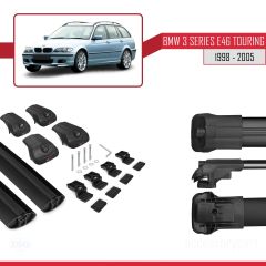 BMW 3 Serisi için ESTATE - TOURING (E46) 1998-2005 Arası ile uyumlu ACE-1 Ara Atkı Tavan Barı SİYAH