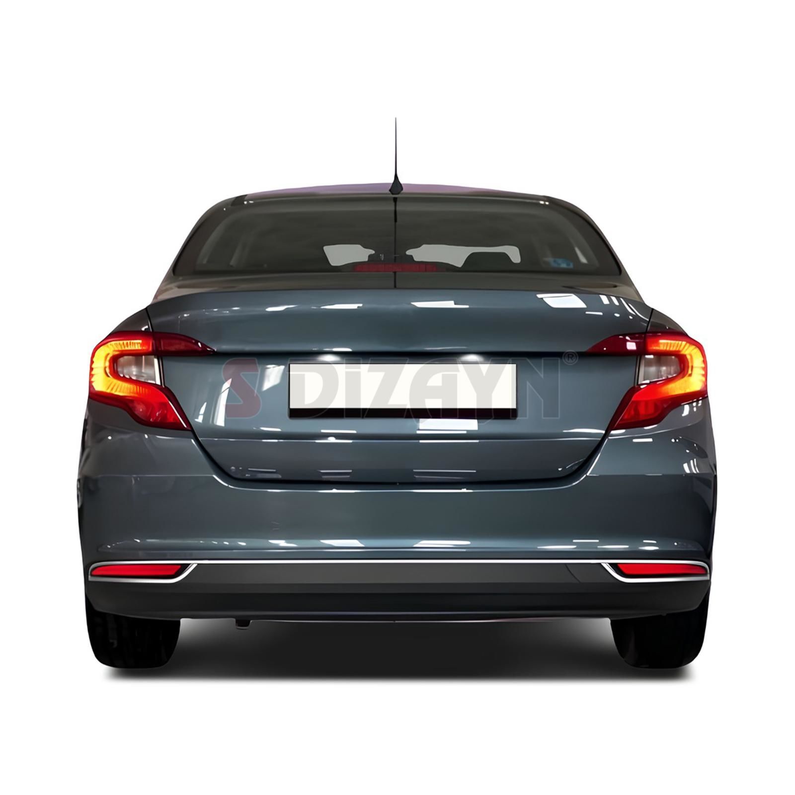 S-Dizayn Fiat Egea SD Krom Arka Tampon Difüzör Çıtası 3 Prç. 2015 Üzeri (Mat Krom)