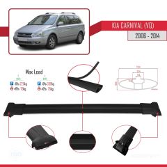 Kia Carnival (VQ) 2006-2014 Arası ile Uyumlu FLY Model Ara Atkı Tavan Barı SİYAH 3 ADET BAR