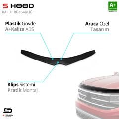 S-Dizayn Toyota Uyumlu Auris ABS Plastik Kaput Rüzgarlığı 2013-2017 A+Kalite Parça