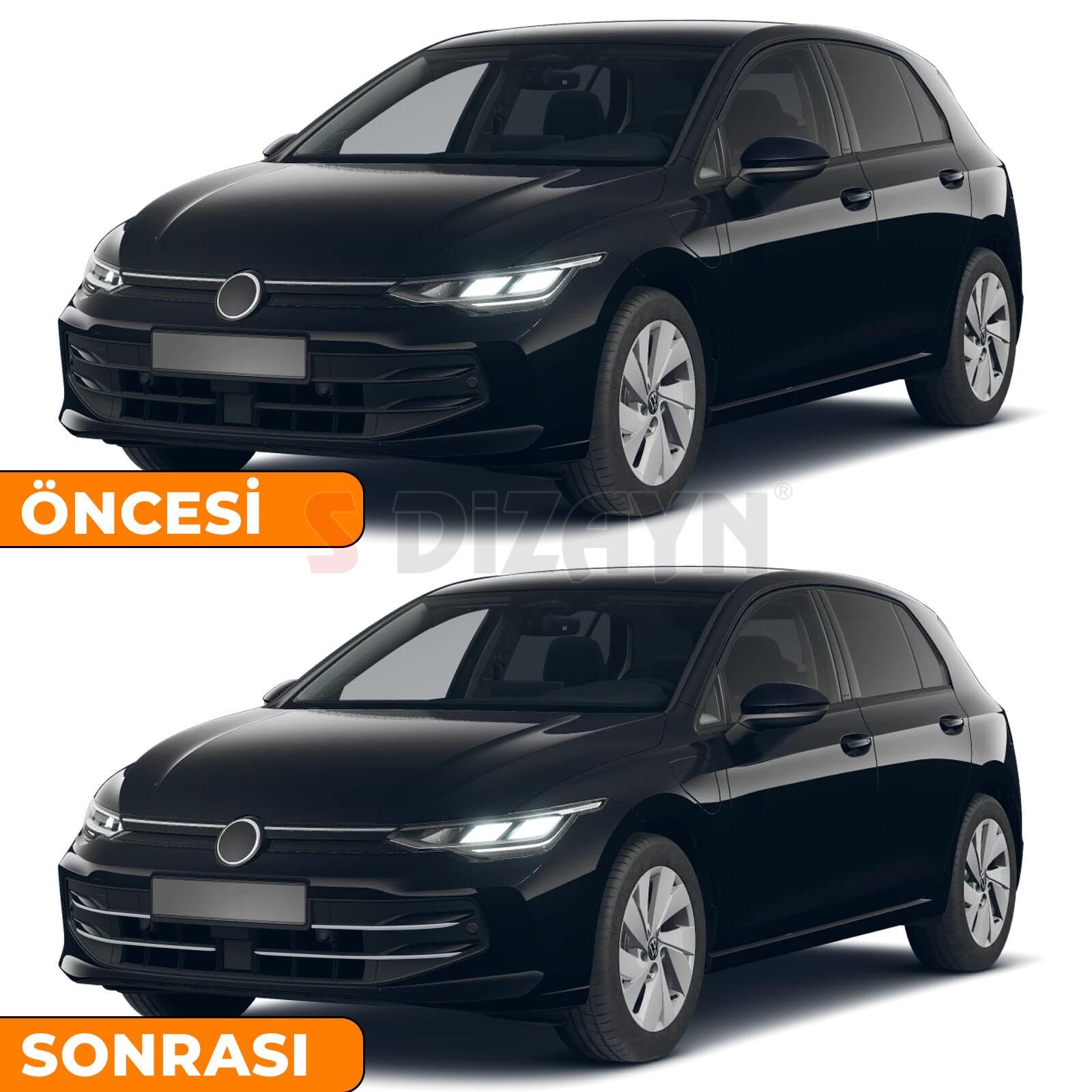 S-Dizayn VW Golf 8.5 Makyajlı HB Krom Ön Tampon Çıtası 4 Prç. 2024 Üzeri A+ Kalite