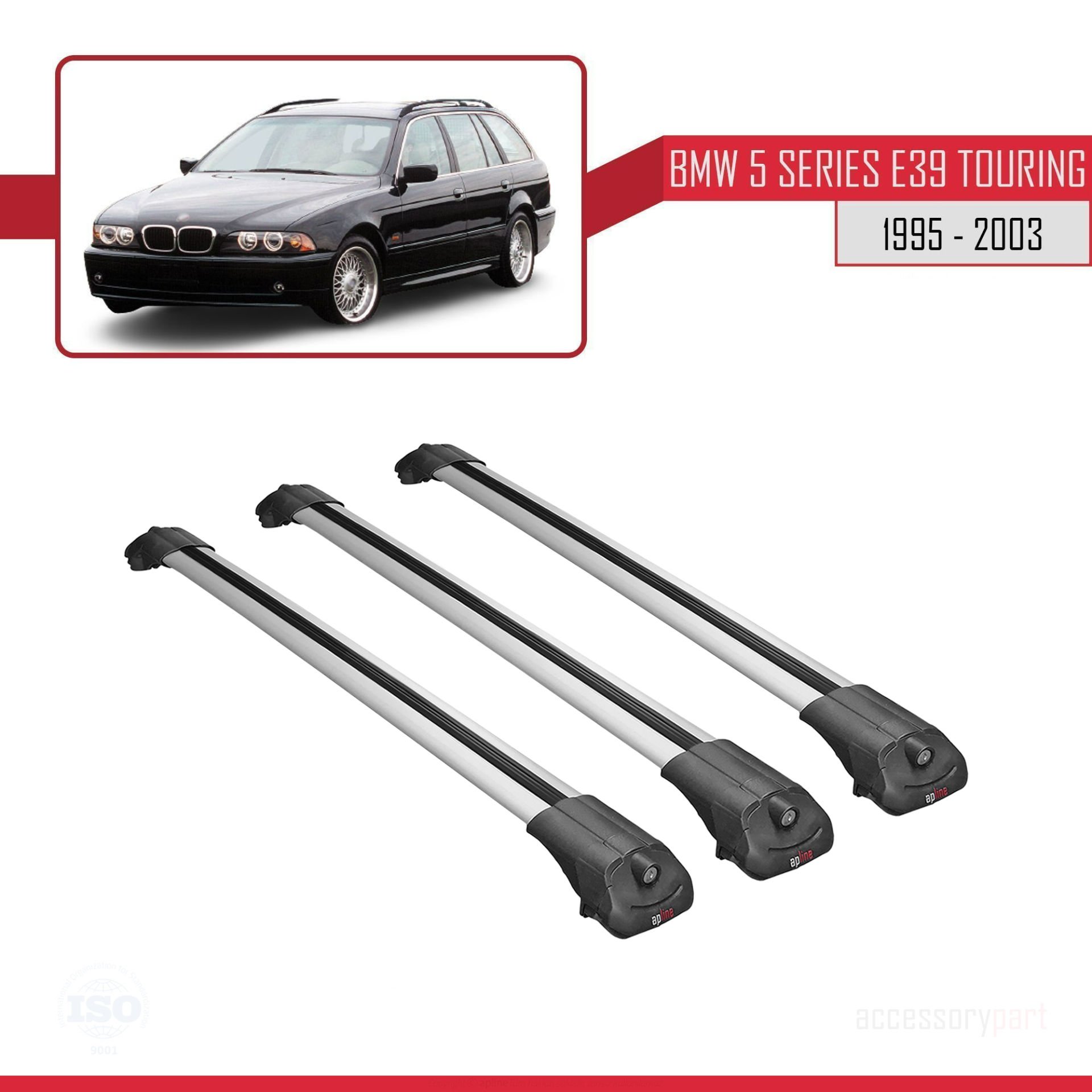 BMW 5 Serisi (E39) TOURING 1995-2003 Arası ile uyumlu ACE-1 Ara Atkı Tavan Barı GRİ 3 ADET BAR