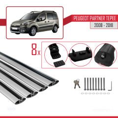Peugeot Partner Tepee 2008-2018 Arası ile uyumlu ACE-1 Ara Atkı Tavan Barı GRİ 4 ADET BAR
