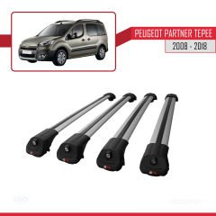 Peugeot Partner Tepee 2008-2018 Arası ile uyumlu ACE-1 Ara Atkı Tavan Barı GRİ 4 ADET BAR