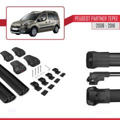 Peugeot Partner Tepee 2008-2018 Arası ile uyumlu ACE-1 Ara Atkı Tavan Barı SİYAH