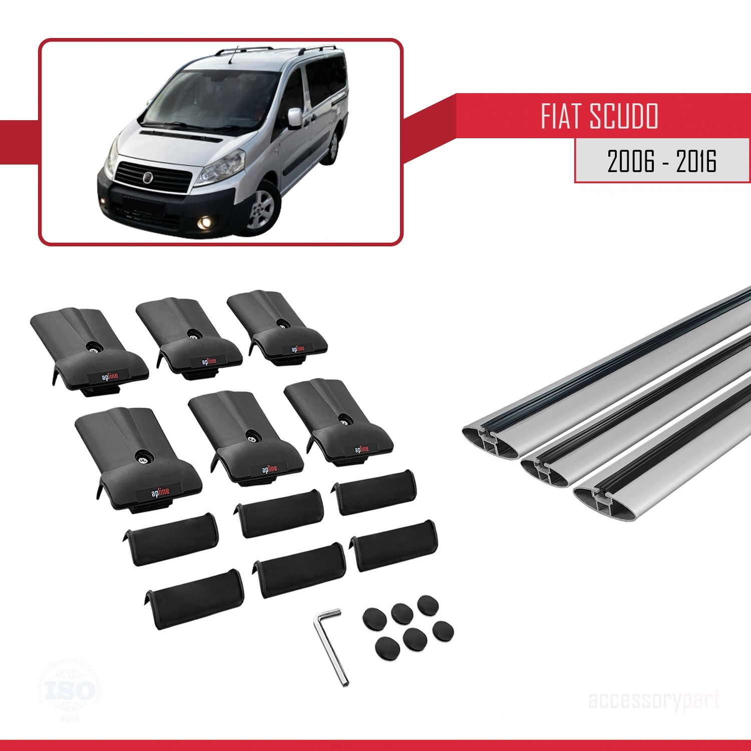 Fiat Scudo 2006-2016 Arası ile uyumlu FLY Model Ara Atkı Tavan Barı GRİ 3 ADET BAR