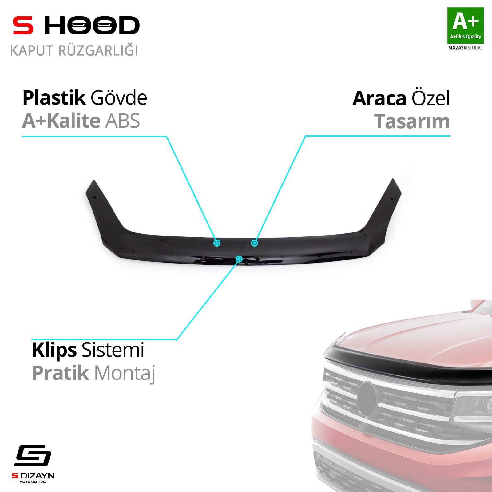 en Uyumlu Crafter ABS Plastik Kaput Rüzgarlığı 2006-2017 A+Kalite Parça