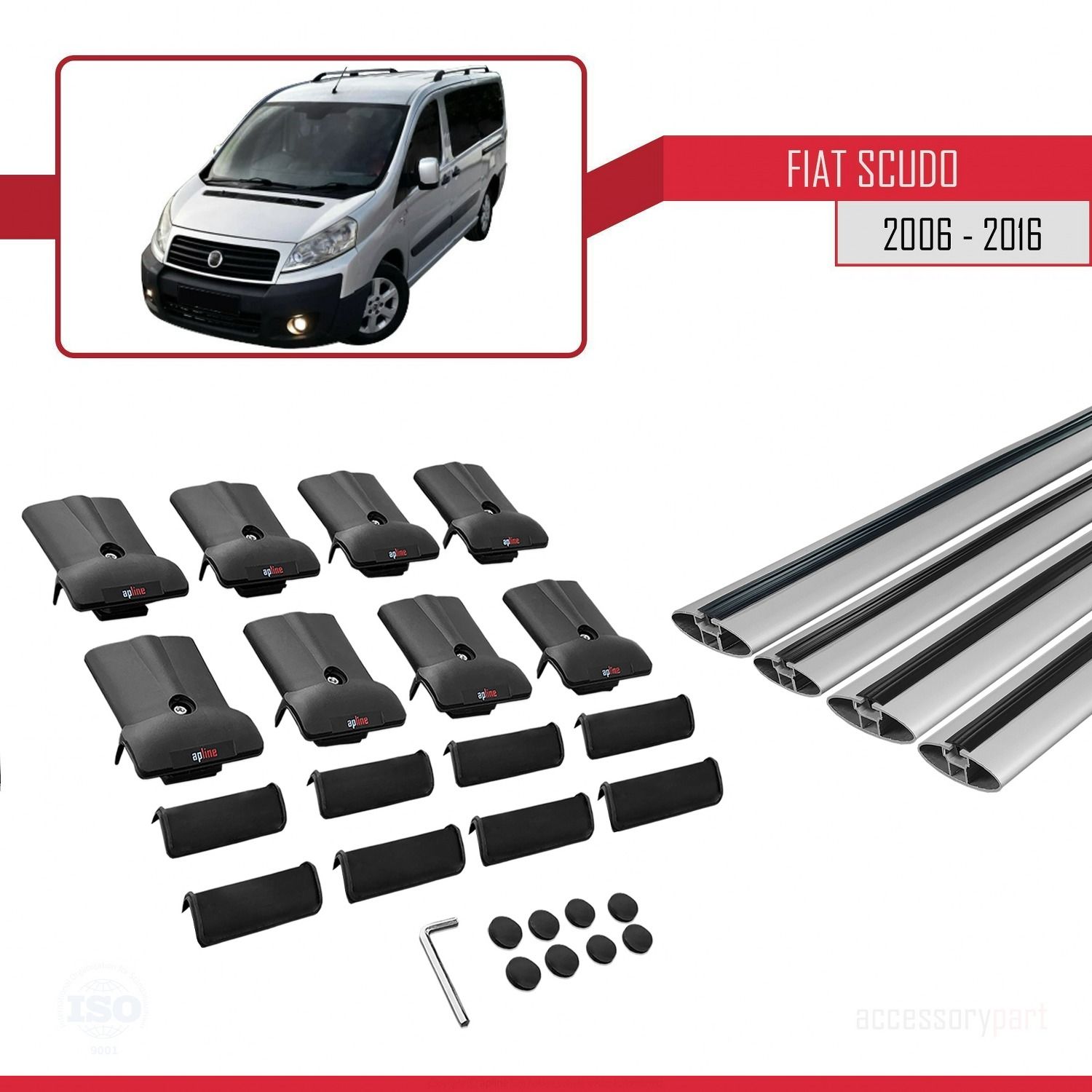 Fiat Scudo 2006-2016 Arası ile uyumlu FLY Model Ara Atkı Tavan Barı GRİ 4 ADET BAR