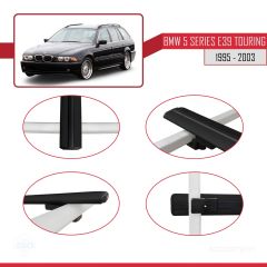 BMW 5 Serisi (E39) TOURING 1995-2003 Arası ile uyumlu Basic Model Ara Atkı Tavan Barı SİYAH 3 ADET