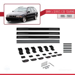 BMW 5 Serisi (E39) TOURING 1995-2003 Arası ile uyumlu Basic Model Ara Atkı Tavan Barı SİYAH 3 ADET