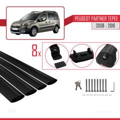 Peugeot Partner Tepee 2008-2018 Arası ile uyumlu ACE-1 Ara Atkı Tavan Barı SİYAH 4 ADET BAR