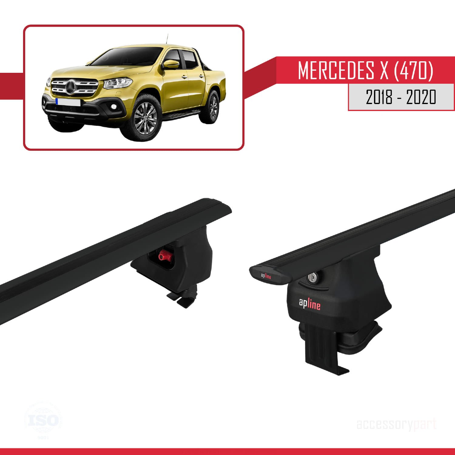 Mercedes X (470) 2018-2020 Arası ile uyumlu ACE-4 Ara Atkı Tavan Barı SİYAH