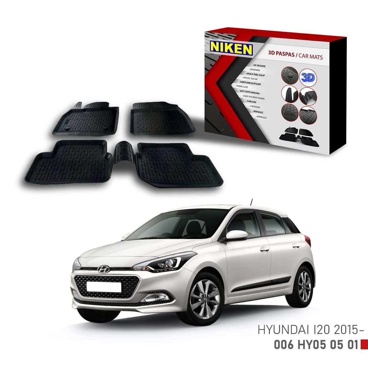 Hyundai I20 -2015 için Uyumlu 3D Paspas