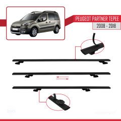 Peugeot Partner Tepee 2008-2018 Arası ile uyumlu Basic Model Ara Atkı Tavan Barı SİYAH 3 ADET