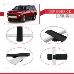 Toyota 4Runner (N280) 2010 ve Sonrası ile uyumlu Basic Model Ara Atkı Tavan Barı SİYAH 3 ADET