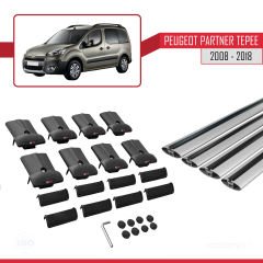 Peugeot Partner Tepee 2008-2018 Arası ile uyumlu FLY Model Ara Atkı Tavan Barı GRİ 4 ADET BAR