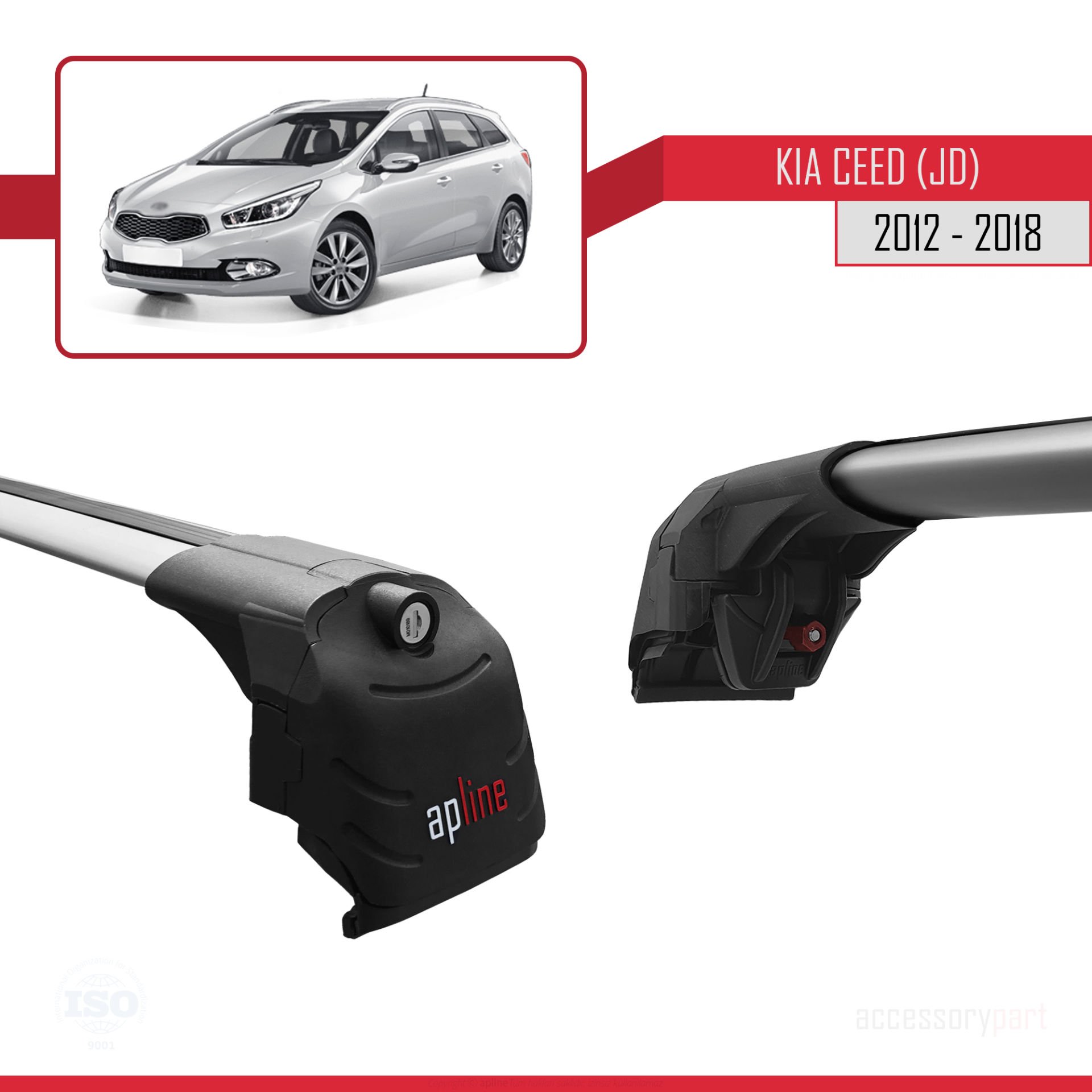 Kia Ceed (JD) SW 2012-2018 Arası ile uyumlu ACE-2 Ara Atkı Tavan Barı GRİ