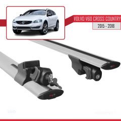 Volvo V60 Cross Country 2015-2018 Arası ile uyumlu HOOK Model Anahtar Kilitli Ara Atkı Tavan Barı GRİ