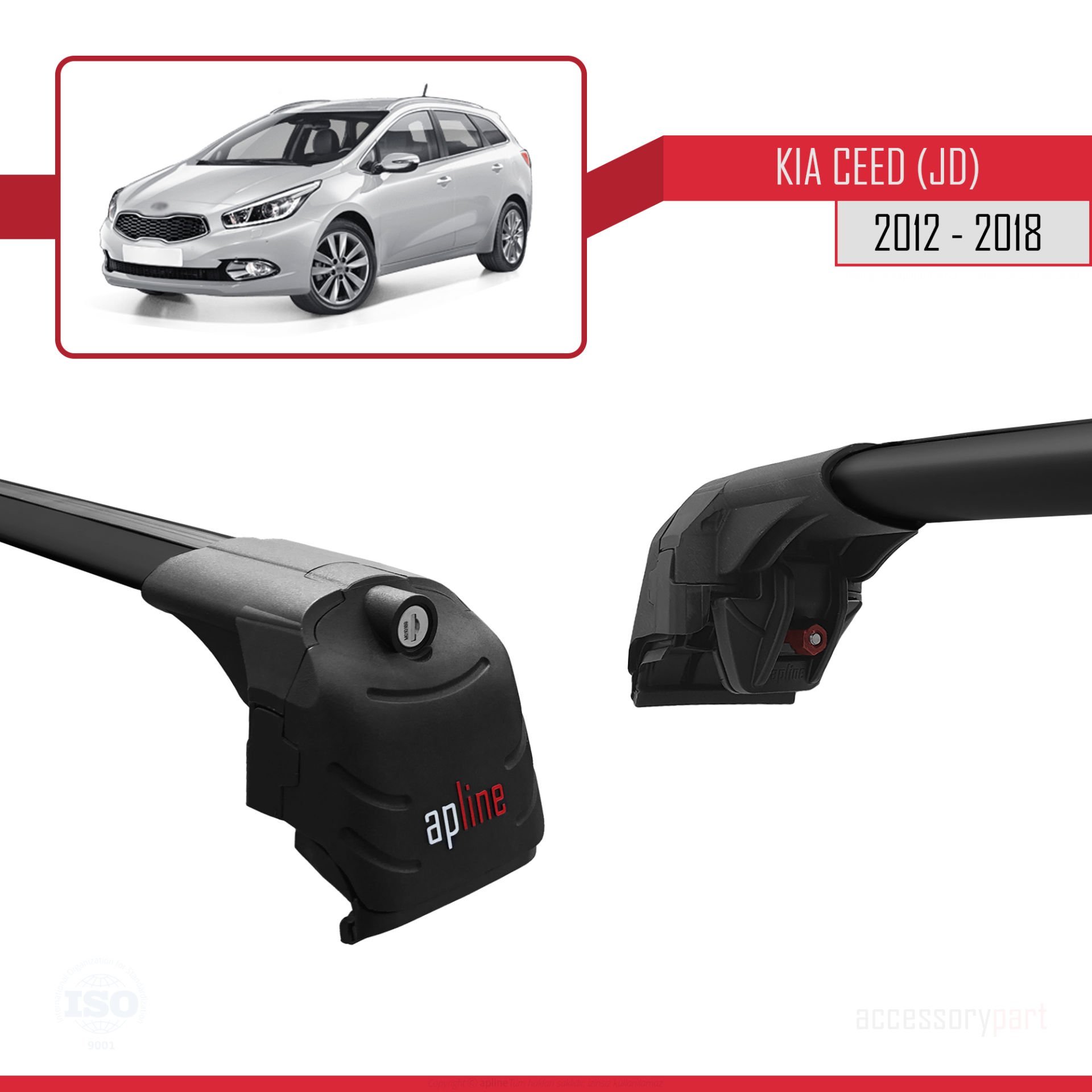 Kia Ceed (JD) SW 2012-2018 Arası ile uyumlu ACE-2 Ara Atkı Tavan Barı SİYAH