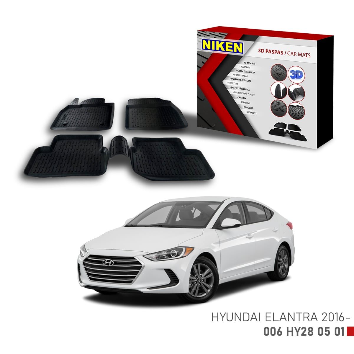 Hyundai Elentra -2016 için Uyumlu 3D Paspas