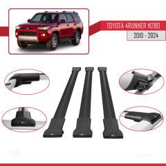 Toyota 4Runner (N280) 2010 ve Sonrası ile Uyumlu FLY Model Ara Atkı Tavan Barı SİYAH 3 ADET BAR