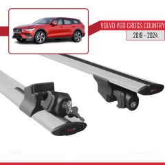 Volvo V60 Cross Country 2019 ve Sonrası ile uyumlu HOOK Model Anahtar Kilitli Ara Atkı Tavan Barı GRİ