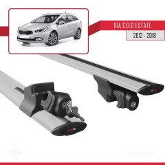 Kia Ceed (JD) SW 2012-2018 Arası ile uyumlu HOOK Model Anahtar Kilitli Ara Atkı Tavan Barı GRİ