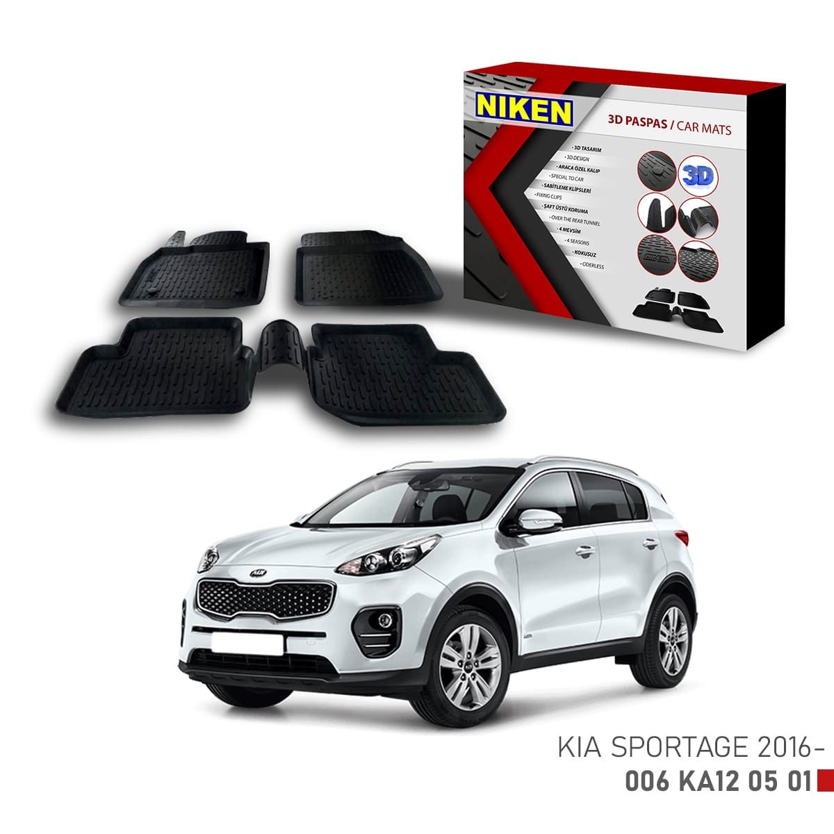 Kia Sportage -2016 için Uyumlu 3D Paspas