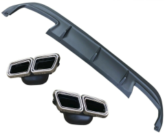 Mercedes W207 Uyumlu E Coupe 2014-2016 Difüzör Ve Silver Egzoz Seti