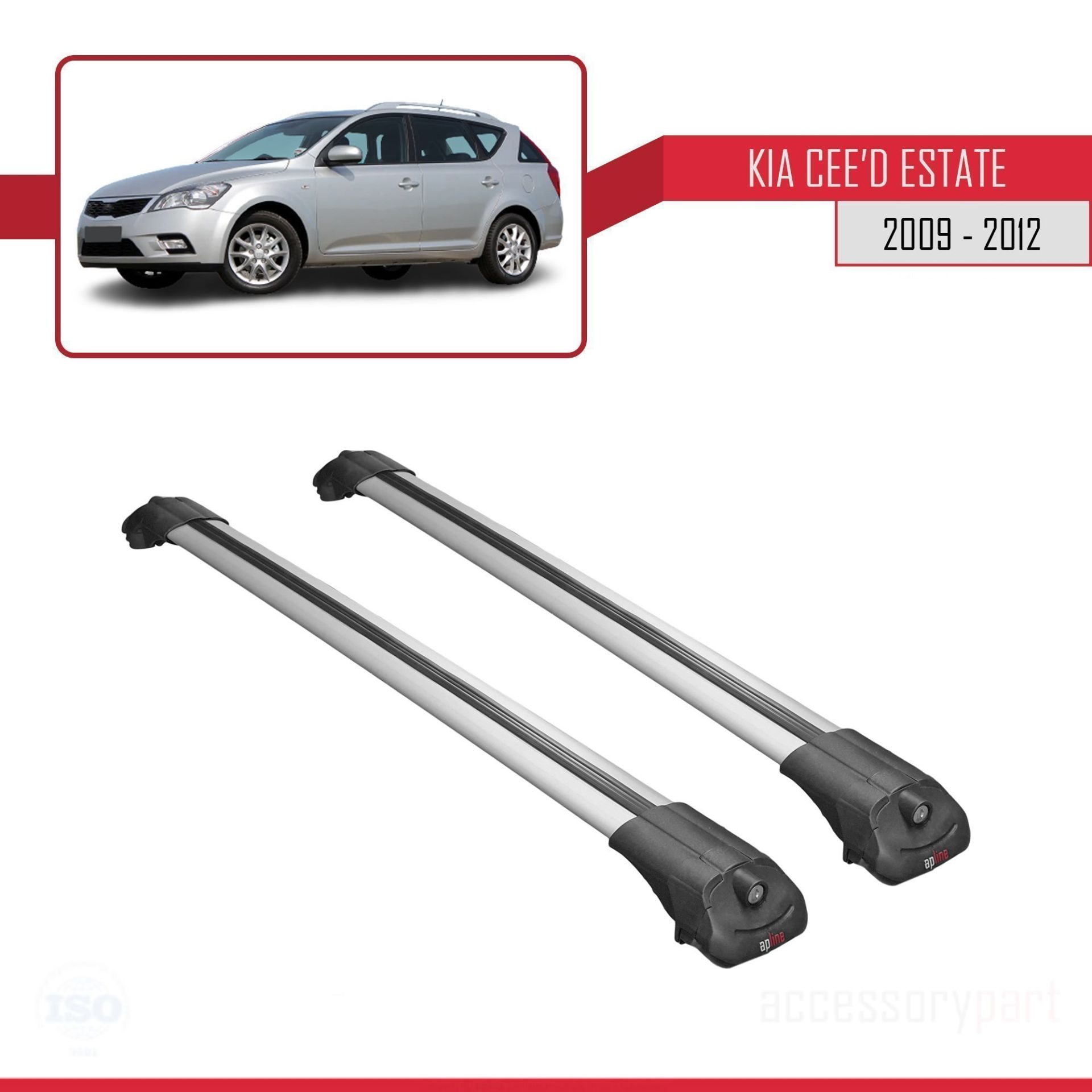 Kia Ceed Estate - SW 2009-2012 Arası ile uyumlu ACE-1 Ara Atkı Tavan Barı GRİ