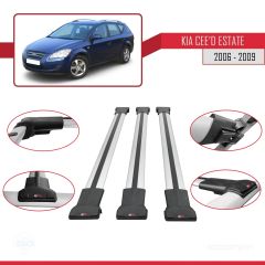 Kia Ceed Estate SW 2006-2009 Arası ile Uyumlu FLY Model Ara Atkı Tavan Barı GRİ 3 ADET BAR