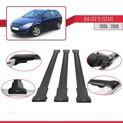 Kia Ceed Estate SW 2006-2009 Arası ile Uyumlu FLY Model Ara Atkı Tavan Barı SİYAH 3 ADET BAR