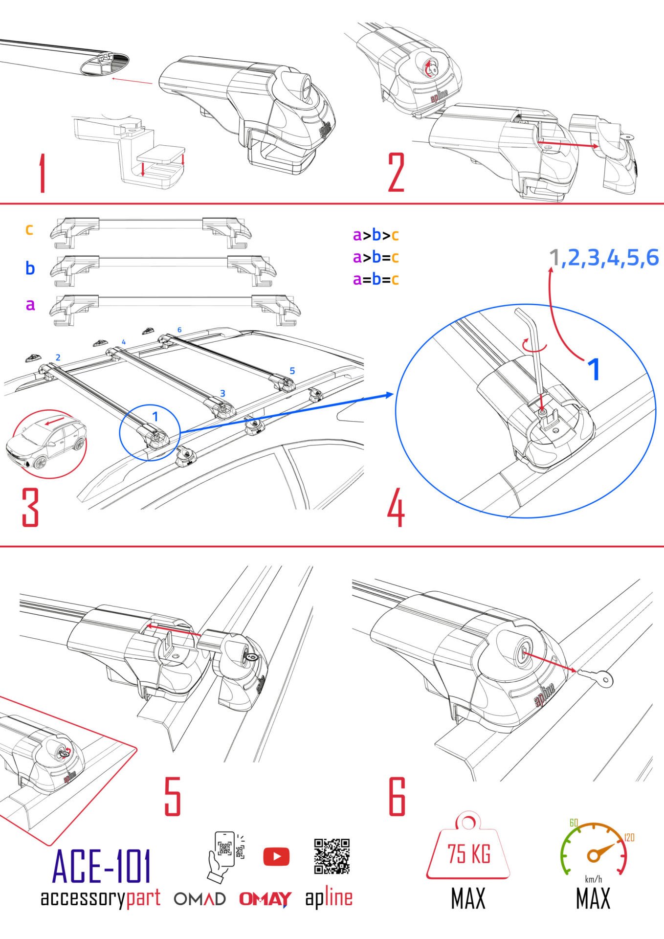 MG MG5 EV 2022 ve sonrası ile uyumlu ACE-1 Ara Atkı Tavan Barı GRİ 3 ADET