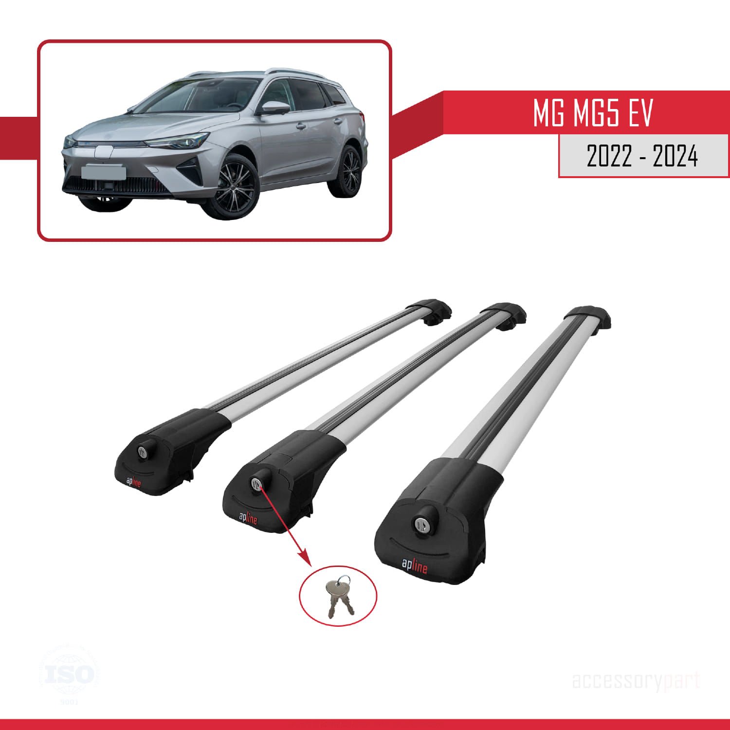 MG MG5 EV 2022 ve sonrası ile uyumlu ACE-1 Ara Atkı Tavan Barı GRİ 3 ADET