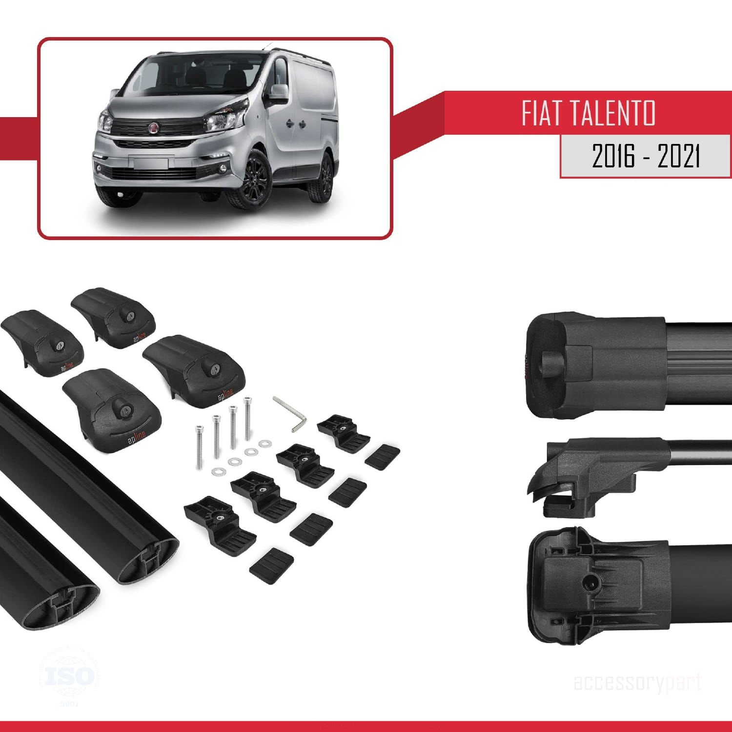 Fiat Talento 2016-2021 Arası ile uyumlu ACE-1 Ara Atkı Tavan Barı SİYAH