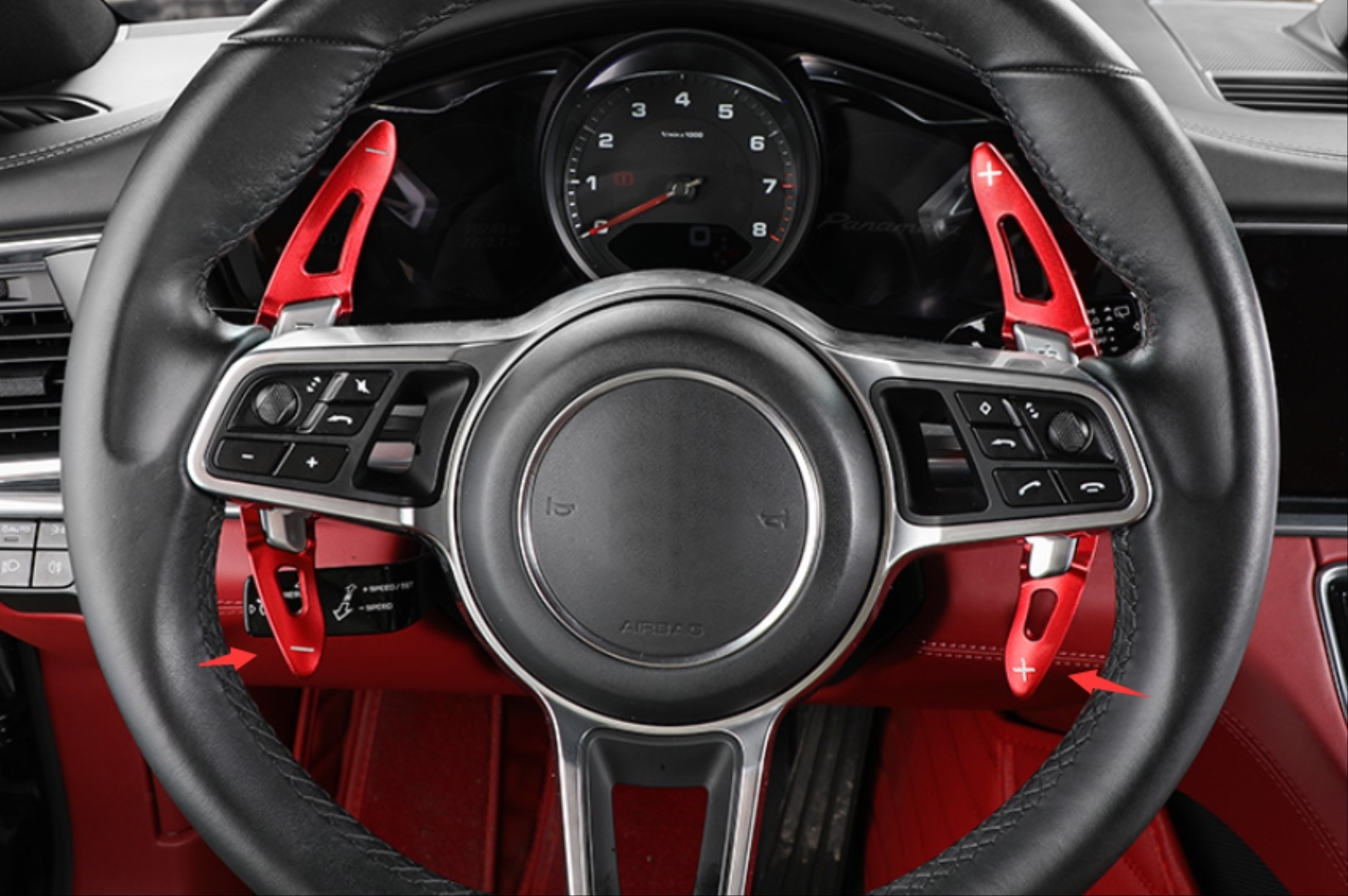 Porsche Panamera Uyumlu 2017+/Macan 2014+/Cayenne 2015+ / 718 2016+ / 911 2016+ Paddle Shift Kırmızı