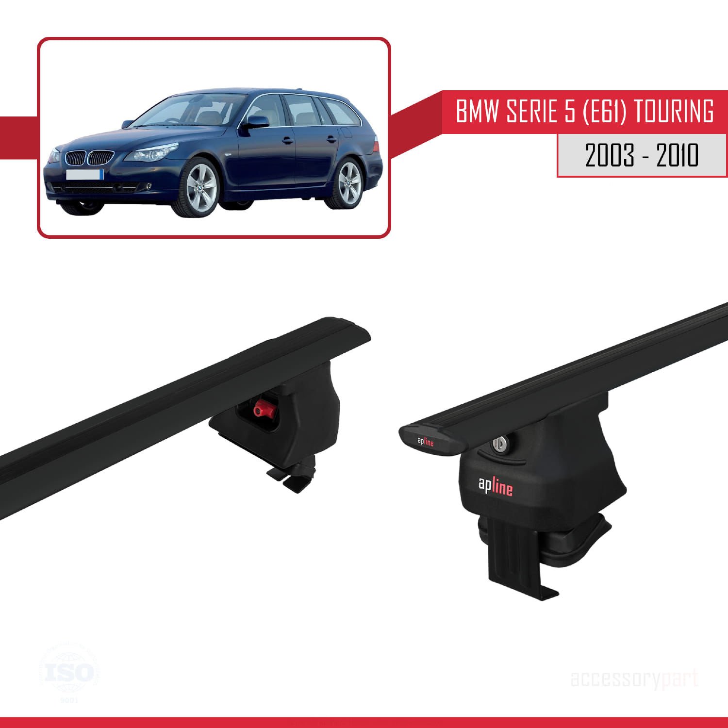 BMW Serie 5 (E61) Touring 2003-2010 Arası ile uyumlu ACE-4 Ara Atkı Tavan Barı SİYAH