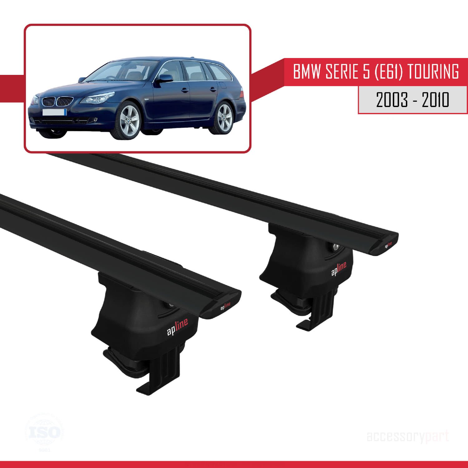 BMW Serie 5 (E61) Touring 2003-2010 Arası ile uyumlu ACE-4 Ara Atkı Tavan Barı SİYAH