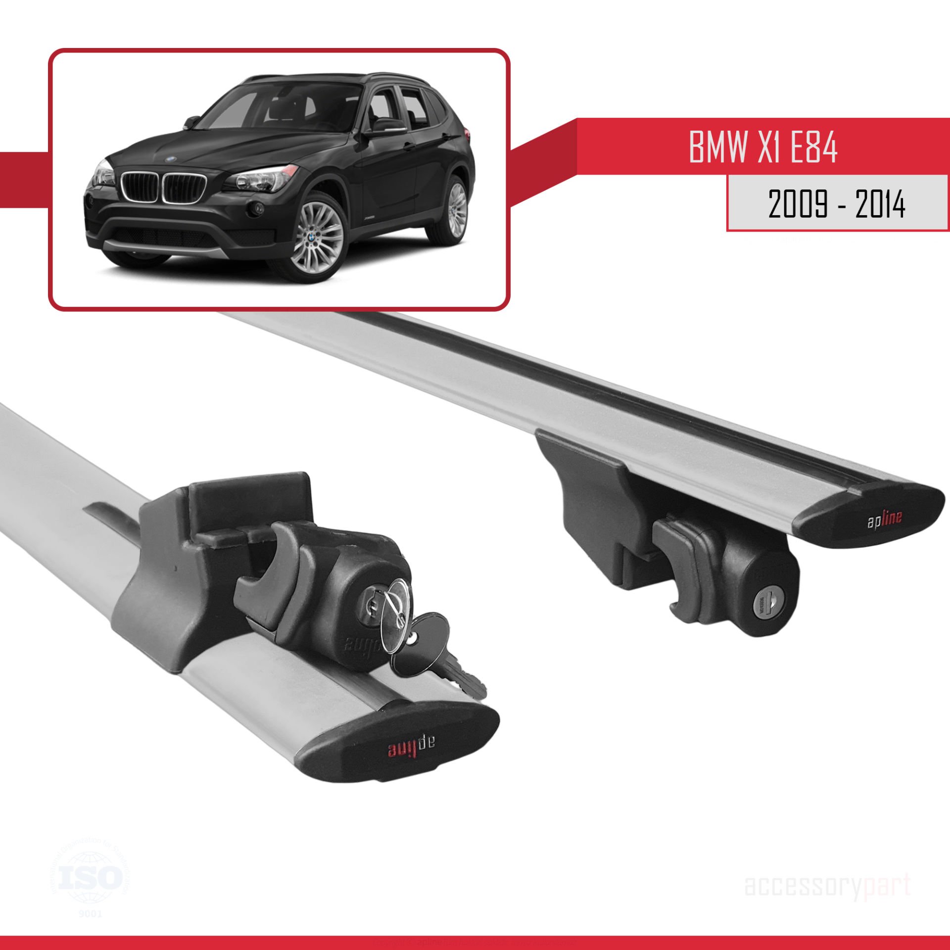 Bmw X1 (E84) 2009-2014 ve Arası ile uyumlu HOOK Model Anahtar Kilitli Ara Atkı Tavan Barı GRİ