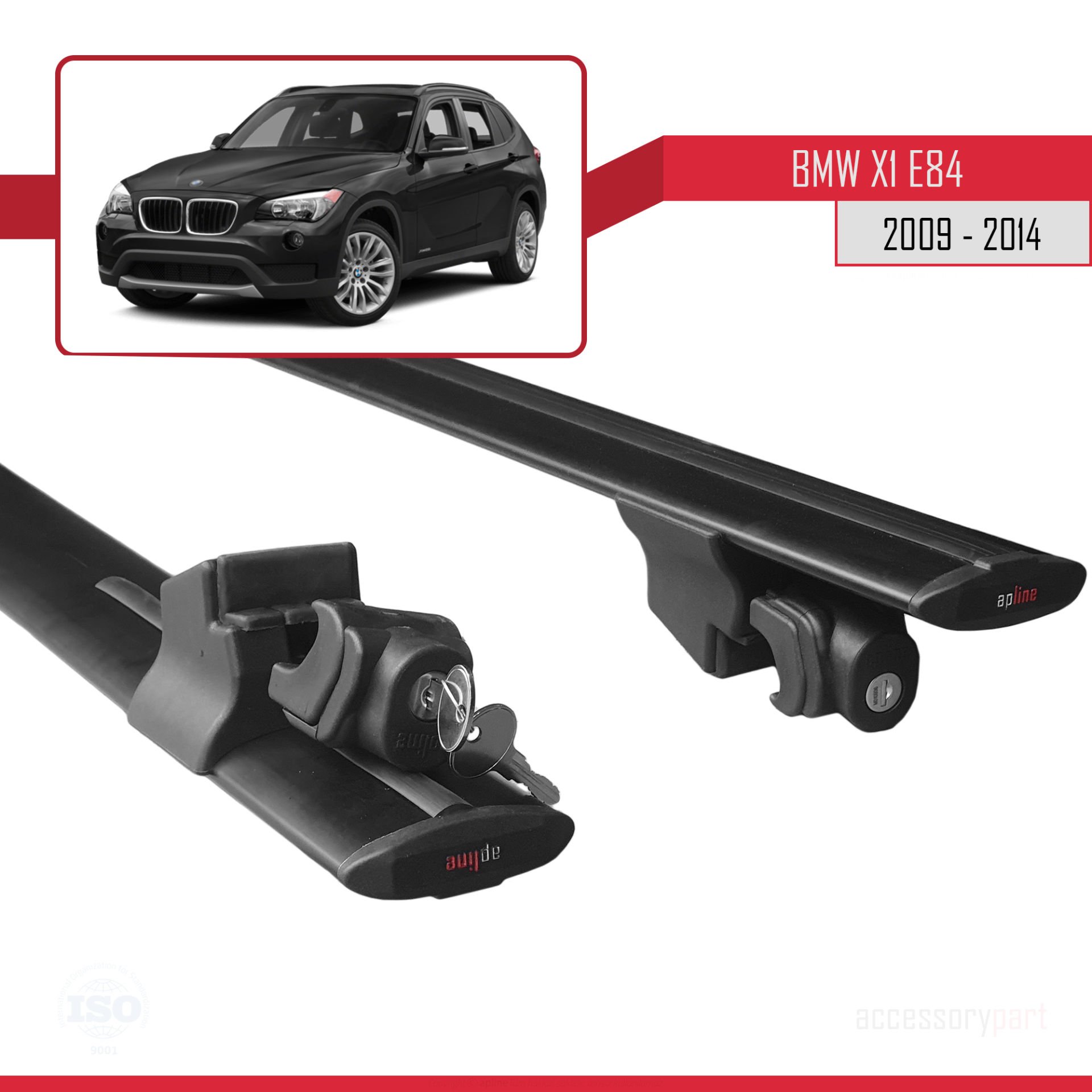 Bmw X1 (E84) 2009-2014 ve Arası ile uyumlu HOOK Model Anahtar Kilitli Ara Atkı Tavan Barı SİYAH