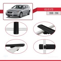 Volvo V70 2008-2016 Arası ile uyumlu Basic Model Ara Atkı Tavan Barı SİYAH 3 ADET